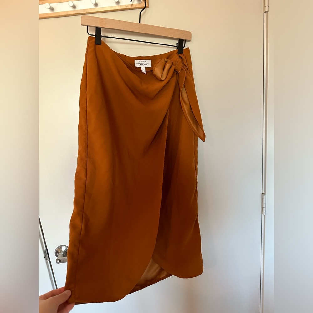 Other Stories Midi Wrap Skirt Burnt Orange - Picture 5 of 10